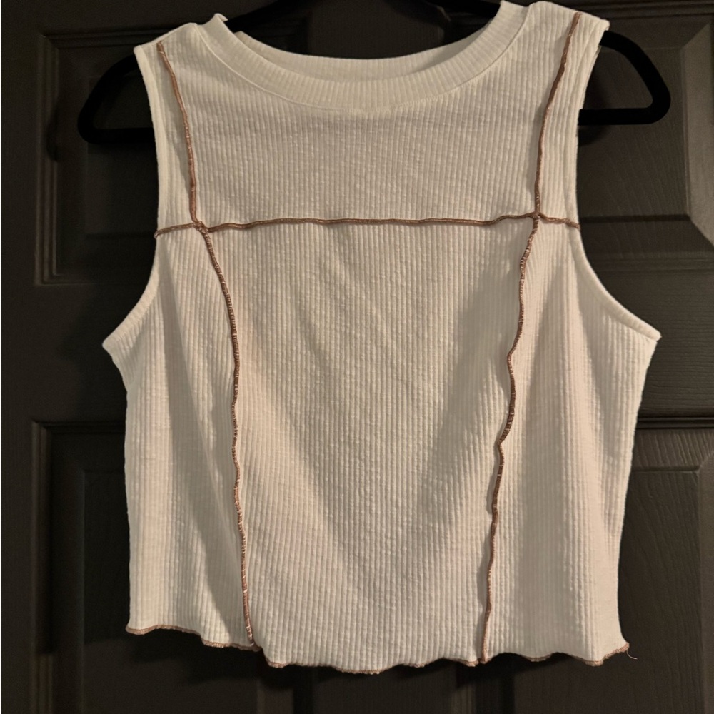 White and Tan Tank Top